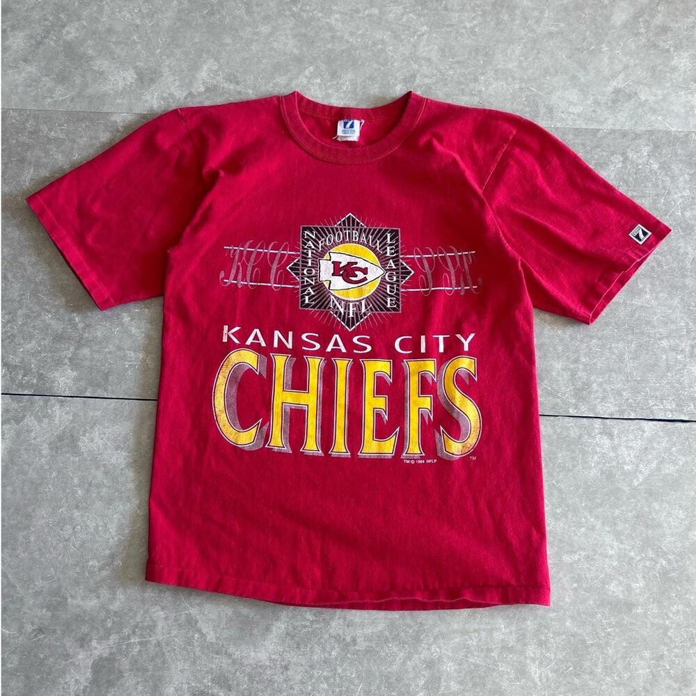 90s Vintage Kansas City Chiefs Logo7 Red T Shirt Size M